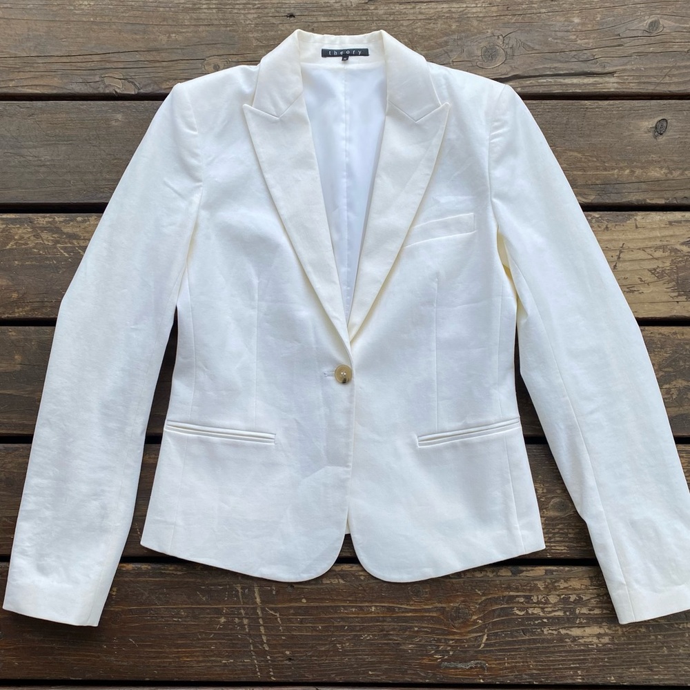 Theory Off White Single Button Blazer Single Butt… - image 1